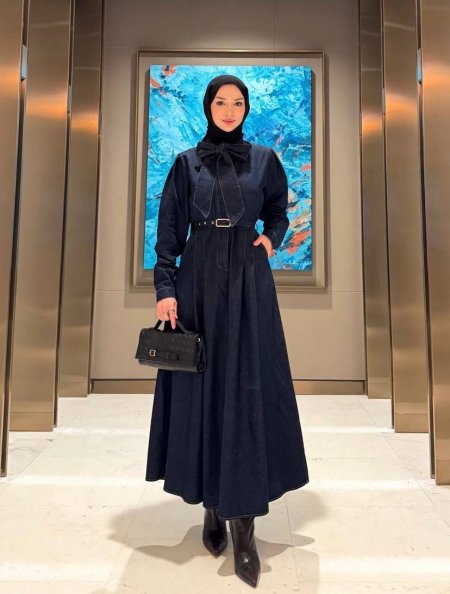 فستان جينز ترند مع حزام