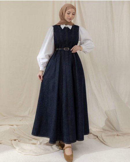 فستان جينر حفر جودة عالية ( امكانية اضافة القميص )