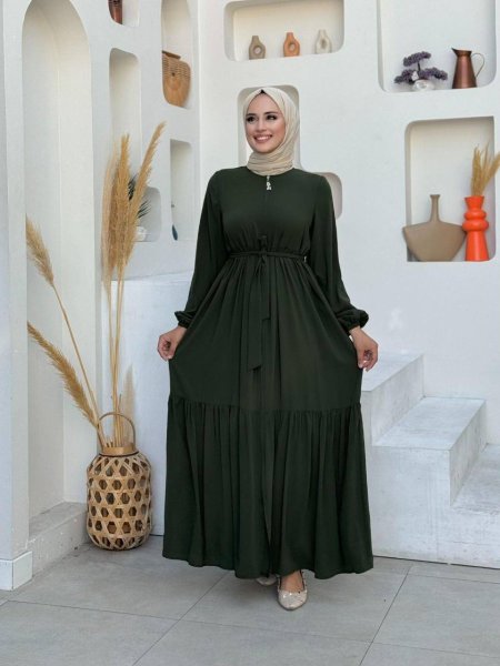 عباي صيفية سادة طبقات سحاب مع حزام