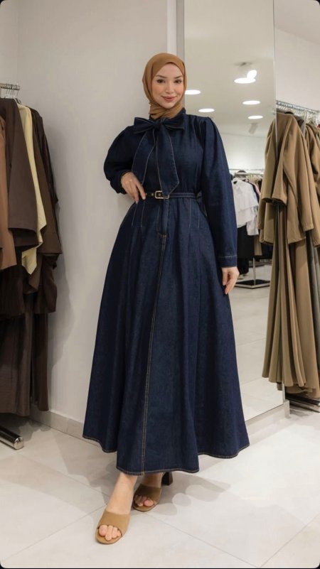 فستان جينز فيونكا مع حزام (تكرار )