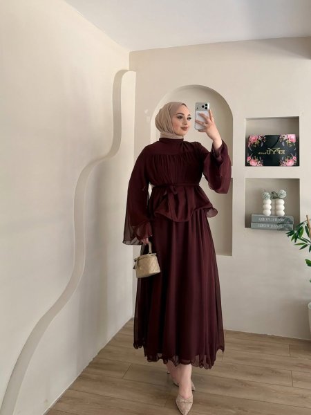 طقم شيفون مع حزام <br> <span class='text-color-warm'>نفذ من المخزون </span>
