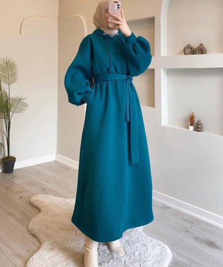 فستان هودي ايدين نفخ مع حزام <br> <span class='text-color-warm'>سيتوفر قريباً</span>